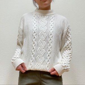 Urban Outfitters White Cable Knit Sweater